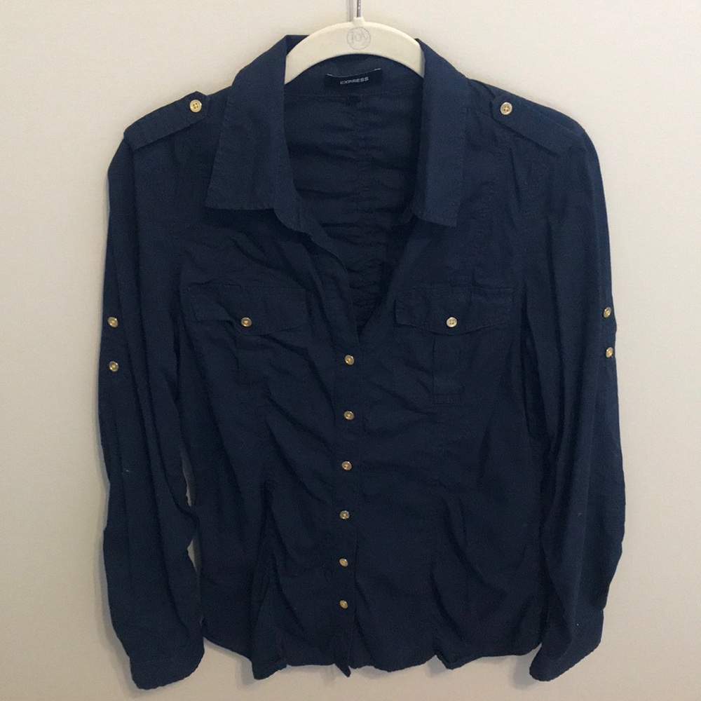 2/$15 Ruched Express Button Up
